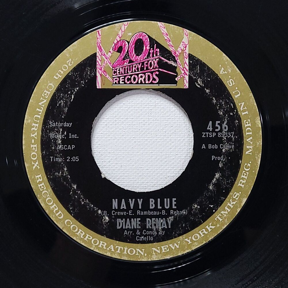 Diane Renay ~ 45 Vinyl Record ~ Navy Blue / Unbelievable Guy G+ Soul
